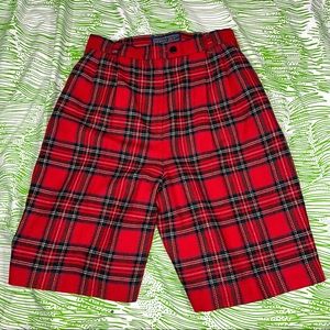 Vintage plaid pleated shorts wool blend size 6 Herman Geist